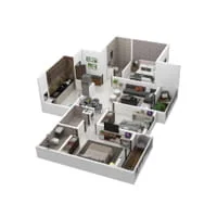 Platinum Citylights Moshi 3 BHK Floor Plan Image